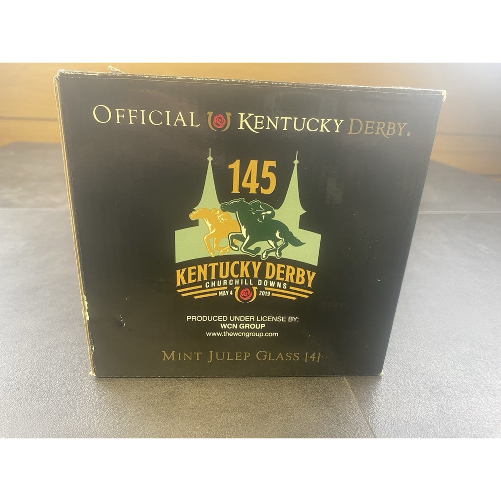 2016 Kentucky Derby Set of 4 Mint Julep 12oz Glasses New In Box - Picture 3 of 4